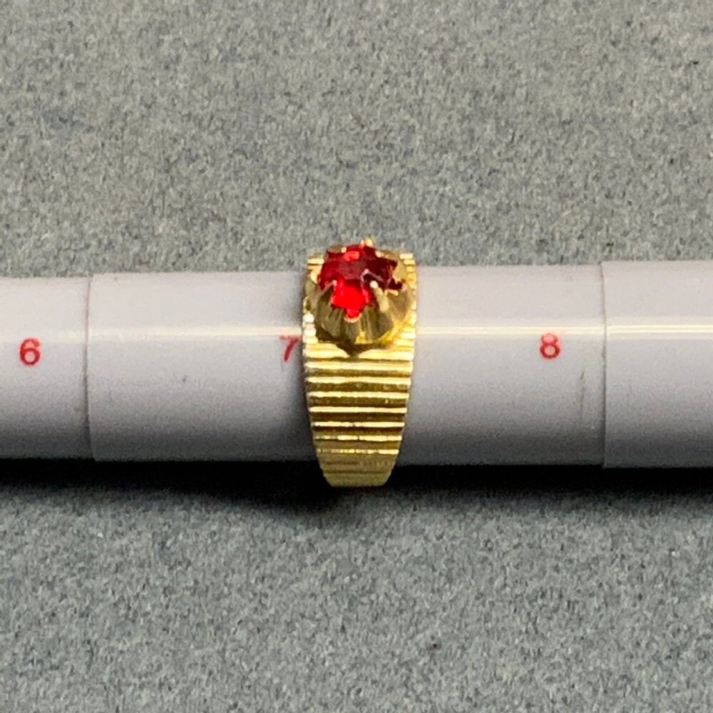 Adjustable Ring Size 7 Up Ruby Red Rhinestone Gol… - image 4